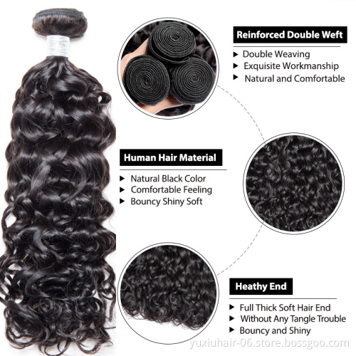 Wholesale Peruvian Cuticle Aligned Remy Hair 9-10a Grade Hair Vendor Water Wave Bundles Unprocessed Human Hair Extension